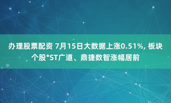 办理股票配资 7月15日大数据上涨0.51%, 板块个股*ST广道、鼎捷数智涨幅居前